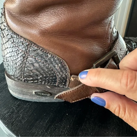 Muro Women’s 8 Snake Western Brown Moto Biker Leather Boot Grunge Boho Festival - Picture 9 of 16